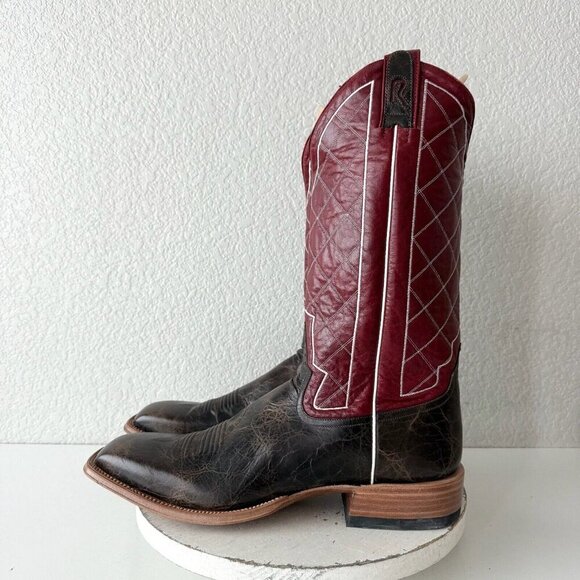 Rod Patrick Mens Cowboy Boots 15AA Mocha Bison Brown Leather Western Square Toe - Picture 5 of 13